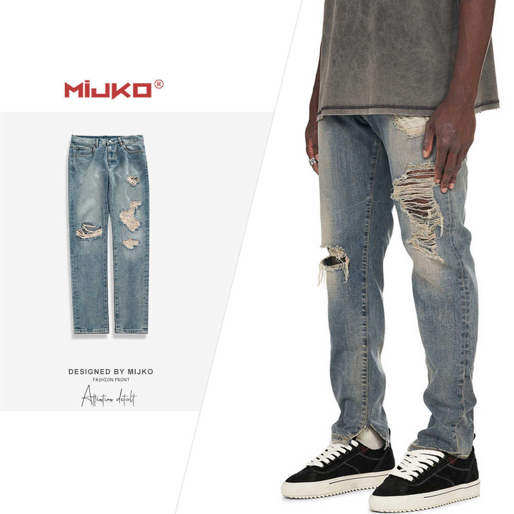 Men's Jeans Mijko men's wear women's autumn and winter new products high street washing, old cutting, destruction of trousers, men's and women's same, Blue
Men's Jeans Mijko men's wear women's autumn and winter new products high street washing, old cutting, destruction of trousers, men's and women's same, Blue