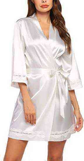 Nxy Sexy Underwear Hot Satin Robe for Women Sexy Lingerie Silk Bathrobe Short Kimono Sleepwear Deep v Bridesmaid Wedding Party Dress Gown Nightgown 04