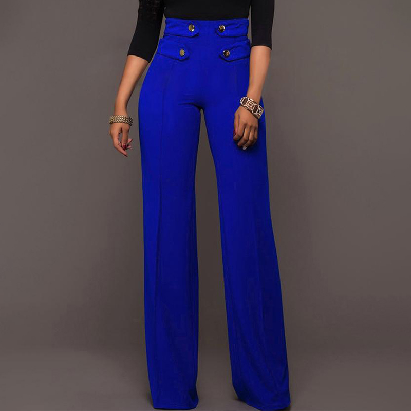 Autumn Casual Women Trousers Fashion Leggins Houndstooth Print Buttoned High Waist Wide Leg Tailored Pants 220325