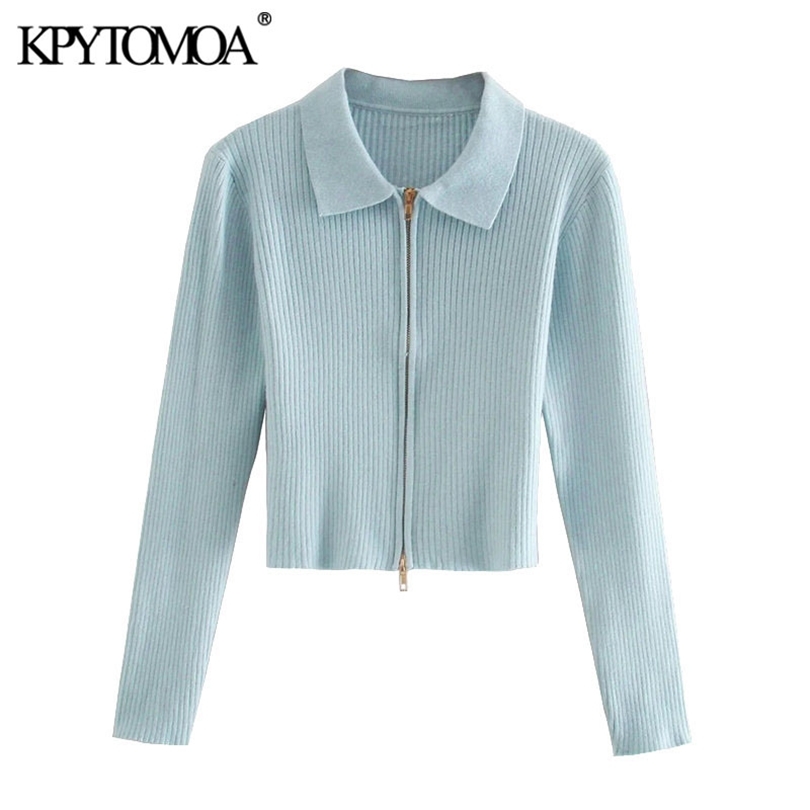 KPYTOMOA Women Fashion Zip-up Cropped Knitted Cardigan Sweater Vintage Lapel Collar Long Sleeve Female Outerwear Chic Tops 210204, As picture
KPYTOMOA Women Fashion Zip-up Cropped Knitted Cardigan Sweater Vintage Lapel Collar Long Sleeve Female Outerwear Chic Tops 210204, As picture