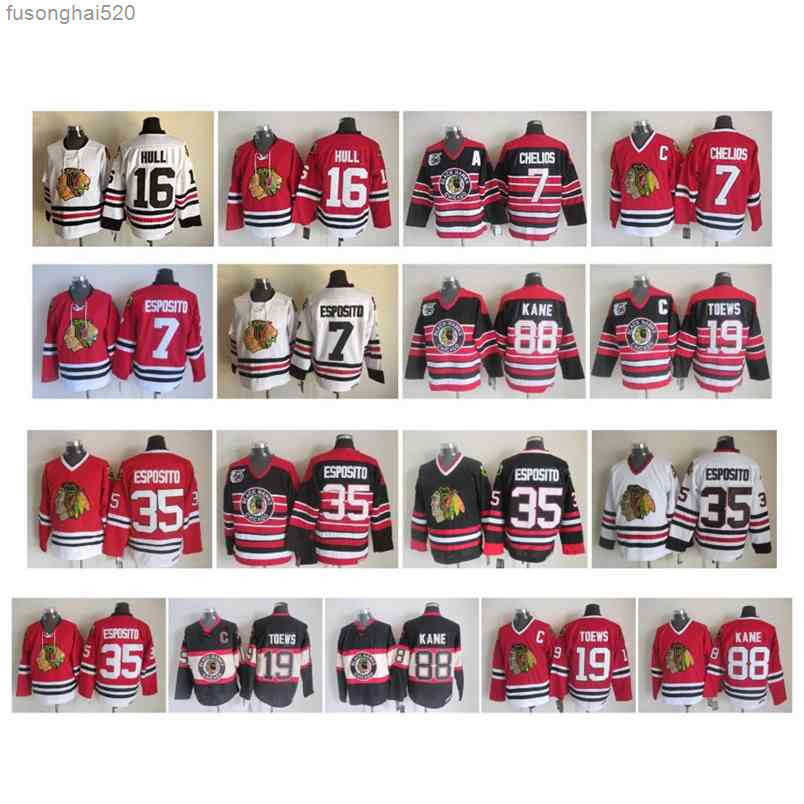 95 Vintage Chicago Blackhawks Jersey 35 Tony Esposito 16 Brett Hull 3 Pierre Pilote 7 Phil Esposito Chris Chelios 19 Toews CCM Retro Hockey nhl's Jerseys, As pic
95 Vintage Chicago Blackhawks Jersey 35 Tony Esposito 16 Brett Hull 3 Pierre Pilote 7 Phil Esposito Chris Chelios 19 Toews CCM Retro Hockey nhl's Jerseys, As pic