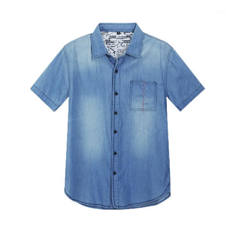 Men' Casual Shirts Short Sleeve Denim Shirt Tops Summer 2022 Fashion Button Up Mens Solid Turn-down Collar Pockets Tee Holiday Style, Blue
Men' Casual Shirts Short Sleeve Denim Shirt Tops Summer 2022 Fashion Button Up Mens Solid Turn-down Collar Pockets Tee Holiday Style, Blue