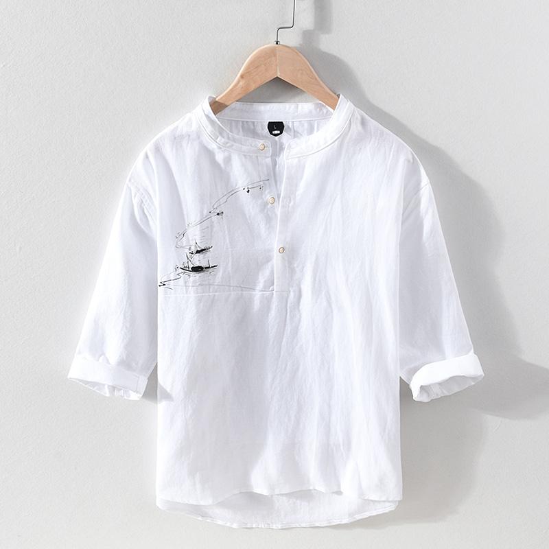 Men's T-Shirts Cotton Linen Short Sleeve T Shirt For Men Summer Mandarin Collar Top Male Fashion Chinese Style Embroidery Tee, White
Men's T-Shirts Cotton Linen Short Sleeve T Shirt For Men Summer Mandarin Collar Top Male Fashion Chinese Style Embroidery Tee, White
