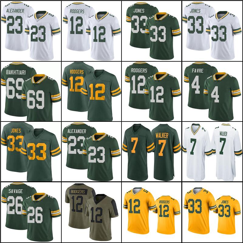7 Quay Walker 12 Aaron Rodgers 33 Jones A.J. Dillon Football Jersey 9 Christian Watson Jaire Alexander Reggie White Randall Cobb David Bakhtiari Allen Lazard Wyatt, Men jersey
