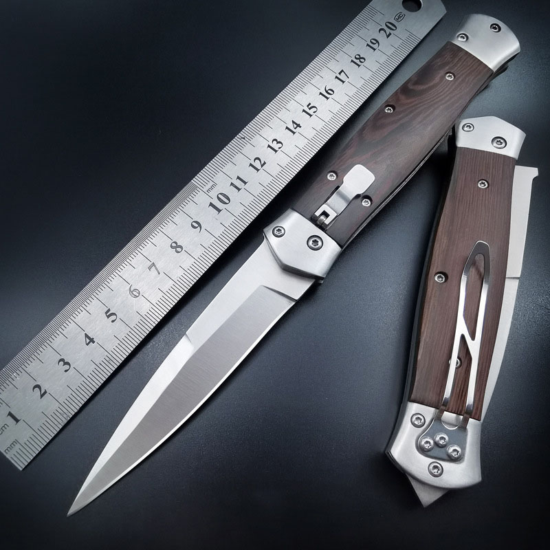 Hotsale F125 Cold Steel Horizontal Automatic Knife 8Cr13 Satin Blade Wood Handle Swordfish Tactical self defense Outdoor EDC Pocket Knives With Nylon Sheath
Hotsale F125 Cold Steel Horizontal Automatic Knife 8Cr13 Satin Blade Wood Handle Swordfish Tactical self defense Outdoor EDC Pocket Knives With Nylon Sheath