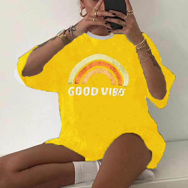 Harajuku Tshirts Women Sun and Moon Print Loose T Shirt Plus Size Women s Clothing Streetwear Funny Tshirt Graphic Tee Tops 220714