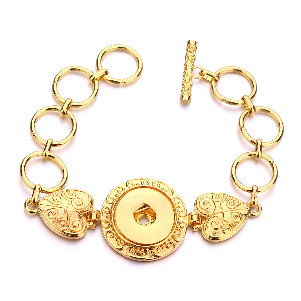18mm snap button heart charm Bracelet silver gold link chain snaps buttons Bracelets Jewelry for women men