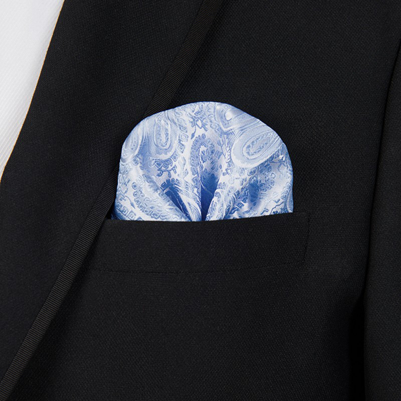 Men's Sky Blue Paisley Floral Jacquard Dress Vest & Necktie & Square Wedding Groom Party Dinner Dress Vest Men Gilet Homme 220725