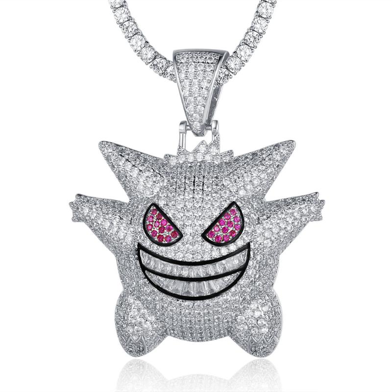 Pendant Necklaces 100% Micro Zircon Hip Hop Cartoon Ghost Necklace For Men Jewelry Gift Custom Accept Drop CZ Rapper
Pendant Necklaces 100% Micro Zircon Hip Hop Cartoon Ghost Necklace For Men Jewelry Gift Custom Accept Drop CZ Rapper