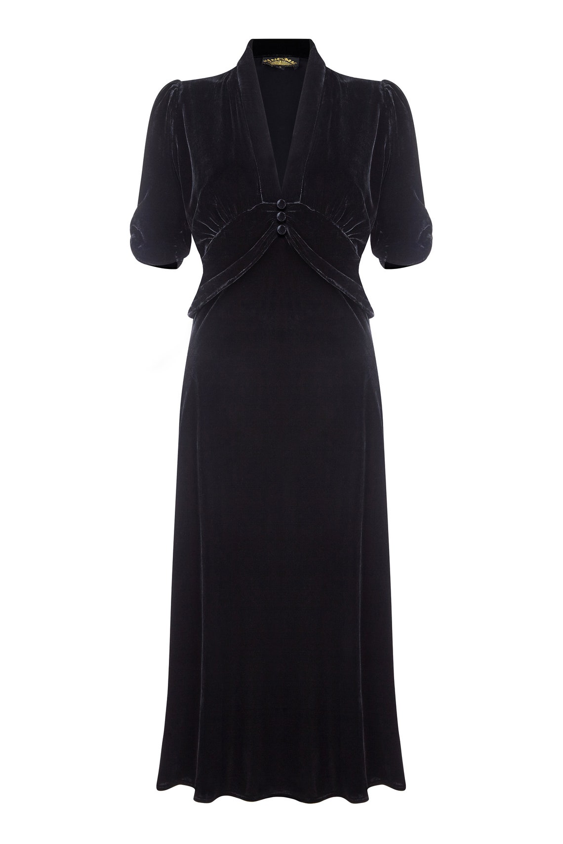 Vintage Black Velvet Mother Of The Bride Dresses Tea Length V-Neck Women Guest Wedding Party Gowns Fall 2022 Elegant Groom Mom Short Sleeve Sheath Eve