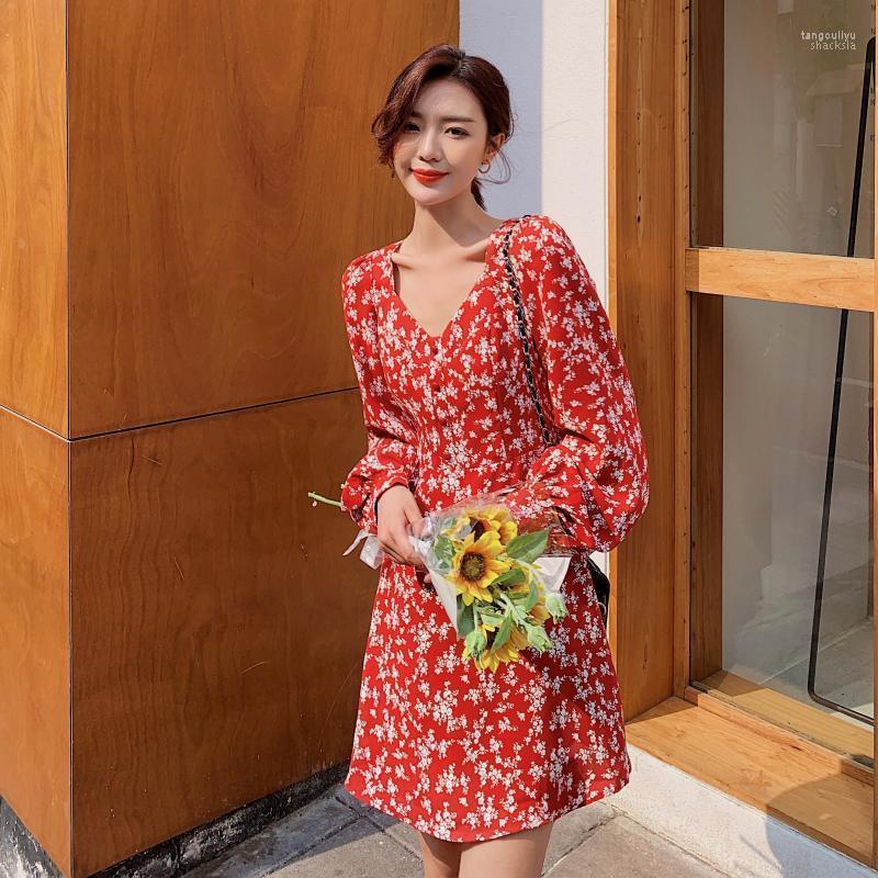 Casual Dresses Spring Summer V Neck Elegant Long-sleeved Dress Red Floral Print Mini Puff Sleeve
Casual Dresses Spring Summer V Neck Elegant Long-sleeved Dress Red Floral Print Mini Puff Sleeve