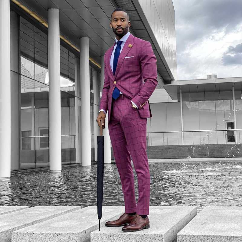 Men's Suits & Blazers Grape Purple Plaid Men Fashion Jacket Classic Fit 2 Pieces/Slim Single Breasted Blazer With Pants Male Set/Casual Wear, As picture
Men's Suits & Blazers Grape Purple Plaid Men Fashion Jacket Classic Fit 2 Pieces/Slim Single Breasted Blazer With Pants Male Set/Casual Wear, As picture