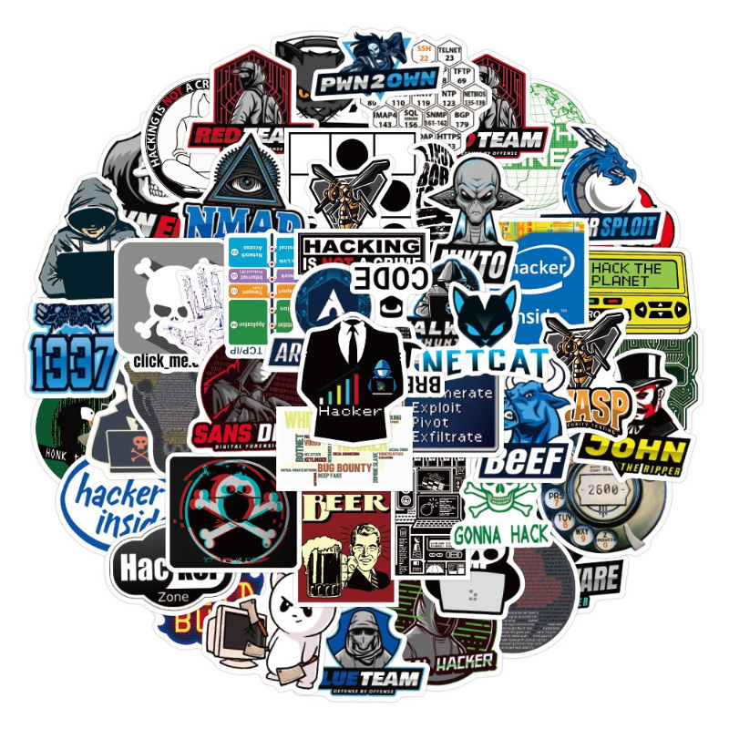 50pcs Hacker Programming Stickers programmer DIY Waterproof Laptop Phone Skateboard Fridge Guitar Luggage Car Kids Sticker Decals Toy