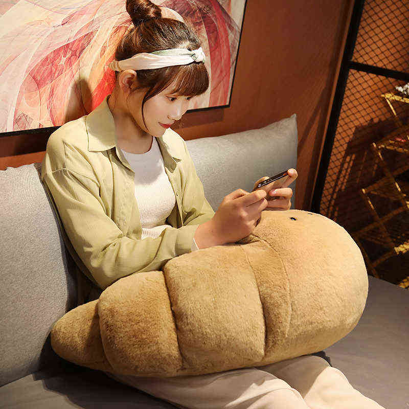 New 18/70cm Kawaii Plush Smile Croissant Pillow Lovely Dolls Stuffed Soft Bread Cushion For Kids Girls Birthday Valentine Gifts z250402