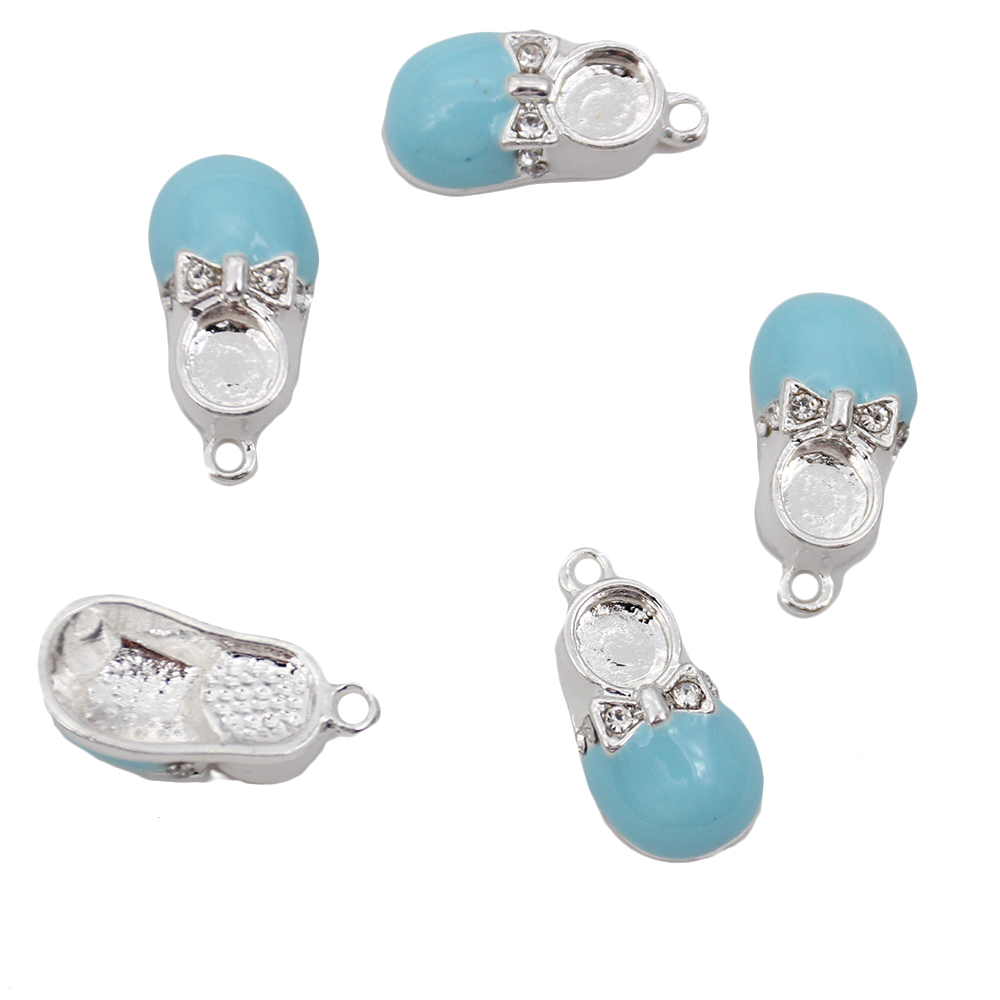 20pcs Cute Small DIY Craft Charms For Kids Enamel Baby Shoes Shape Pendant Charm For Bracelet /Necklace Making Jewelry
