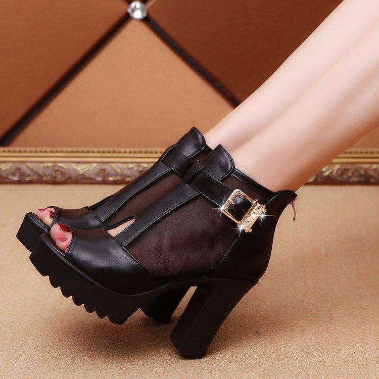 Sandals Fashion Women's Shoes Fish Mouth High-heeled Mesh Thickened Summer Hollow Open Toe Solid ColorSandals, Black
Sandals Fashion Women's Shoes Fish Mouth High-heeled Mesh Thickened Summer Hollow Open Toe Solid ColorSandals, Black