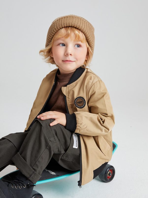 Toddler Boys Letter Patched Bomber Jacket SHE