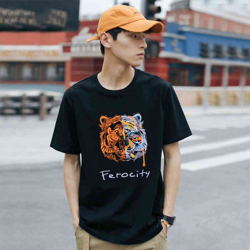 Yizhi brand men' cotton round neck 2022 summer new fashion tiger head embroidery short sleeve T-shirt, White
Yizhi brand men' cotton round neck 2022 summer new fashion tiger head embroidery short sleeve T-shirt, White
