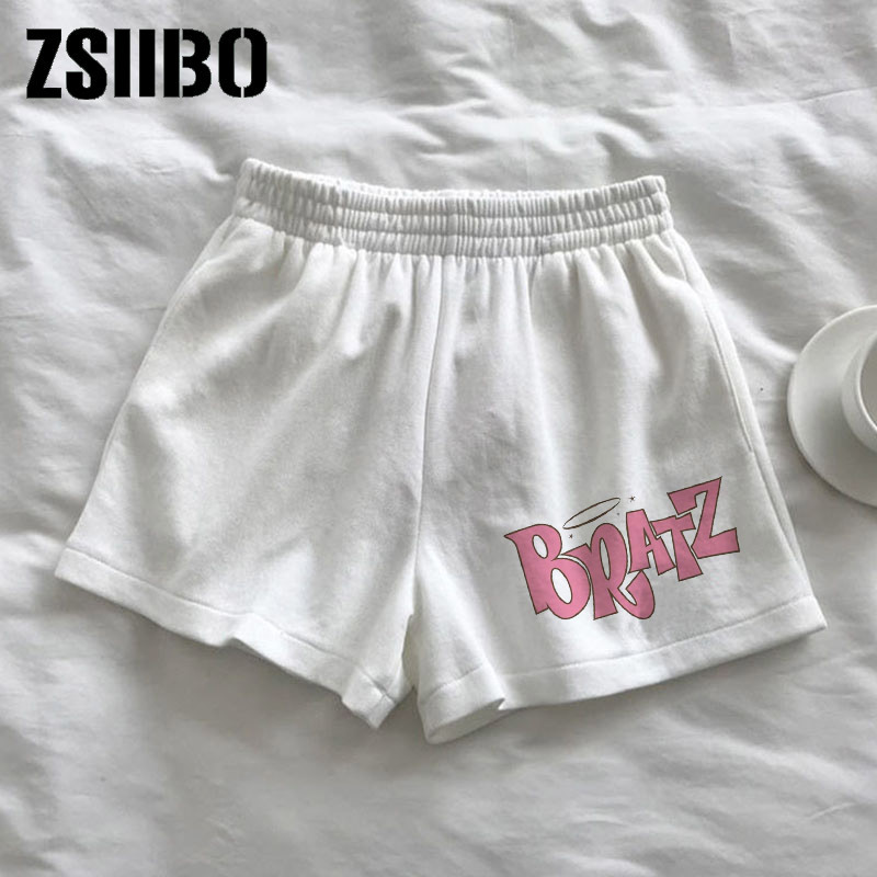 Elastic waist casual beach party hanbok size high waist letter cute printed sports shorts female summer female shorts Shorts Y2k 220527