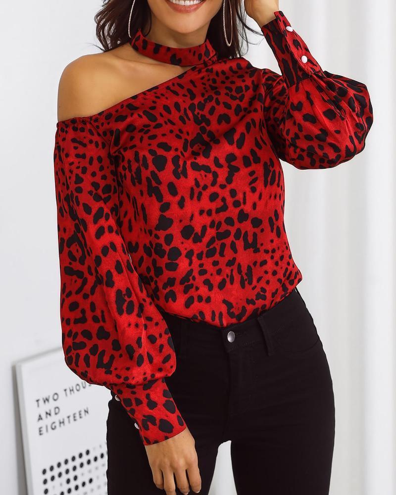 Women Leopard Print Long Sleeve Blouse Choker Cut Out Shoulder Lantern Top Women' Blouses & Shirts, Red
Women Leopard Print Long Sleeve Blouse Choker Cut Out Shoulder Lantern Top Women' Blouses & Shirts, Red