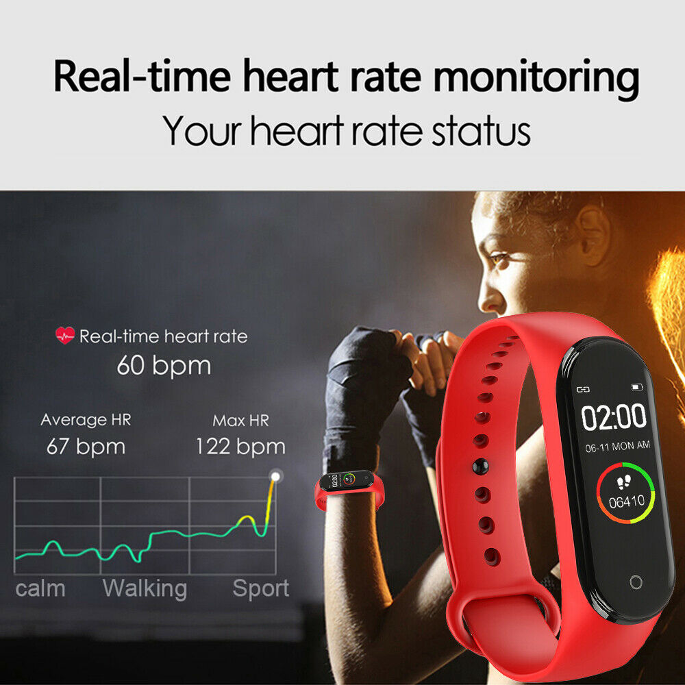 M4 Smart Digital Watch Wristbands Bracelet for Men Women with Heart Rate Monitoring Running Pedometer Wristband Calorie Counter Health Sport Tracker