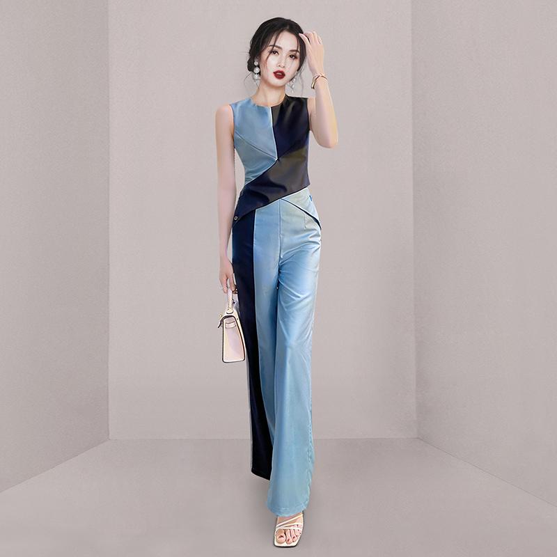 Women' Two Piece Pants Fashion Summer Office OL Trousers Suits For Women O Neck Hit Color Sleeveless Tops High Waist Wide Leg SetWomen
Women' Two Piece Pants Fashion Summer Office OL Trousers Suits For Women O Neck Hit Color Sleeveless Tops High Waist Wide Leg SetWomen
