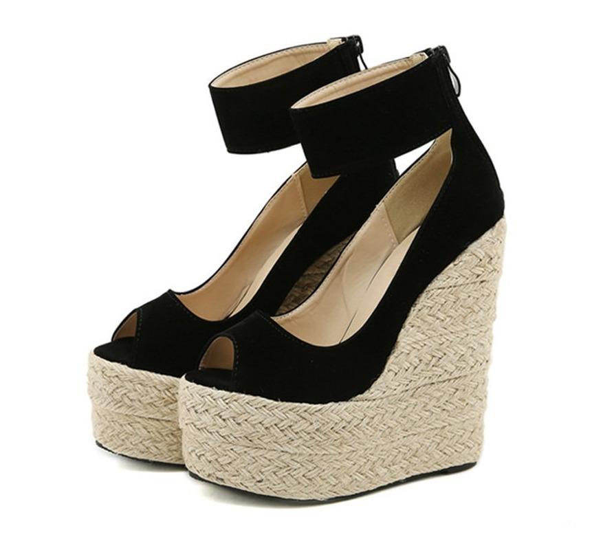 Sandals Fashion Straw Weave Thick Bottom Wedges Women Summer Open Toe Ankle Wrap Black High Heels Platform Shoes Size 42
Sandals Fashion Straw Weave Thick Bottom Wedges Women Summer Open Toe Ankle Wrap Black High Heels Platform Shoes Size 42