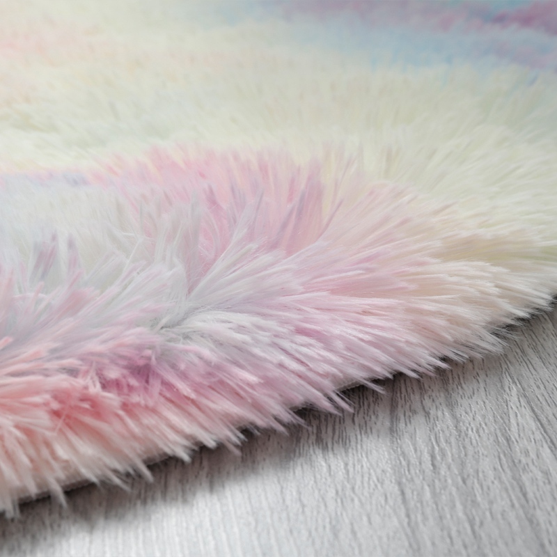 Round Plush Carpet Shaggy Fluffy Rugs for Living Room Bedroom Floor Mats Bedside Area Rainbow Soft Kids Mat 220315 H260226