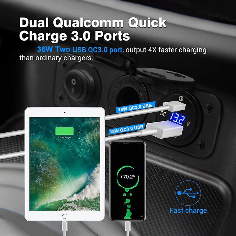 100pcs New QC 3.0 12V Dual USB Car Socket LED Voltmeter Cigarette Lighter Socket Splitter Panel ON/Off Rocker Toggle Switch for Truck Car 
100pcs New QC 3.0 12V Dual USB Car Socket LED Voltmeter Cigarette Lighter Socket Splitter Panel ON/Off Rocker Toggle Switch for Truck Car