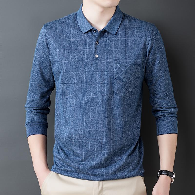 Men's Polos MC Fashion Men T-shirt Long-sleeved Casual Business Striped Shirt Cotton Four Seasons, Blue
Men's Polos MC Fashion Men T-shirt Long-sleeved Casual Business Striped Shirt Cotton Four Seasons, Blue