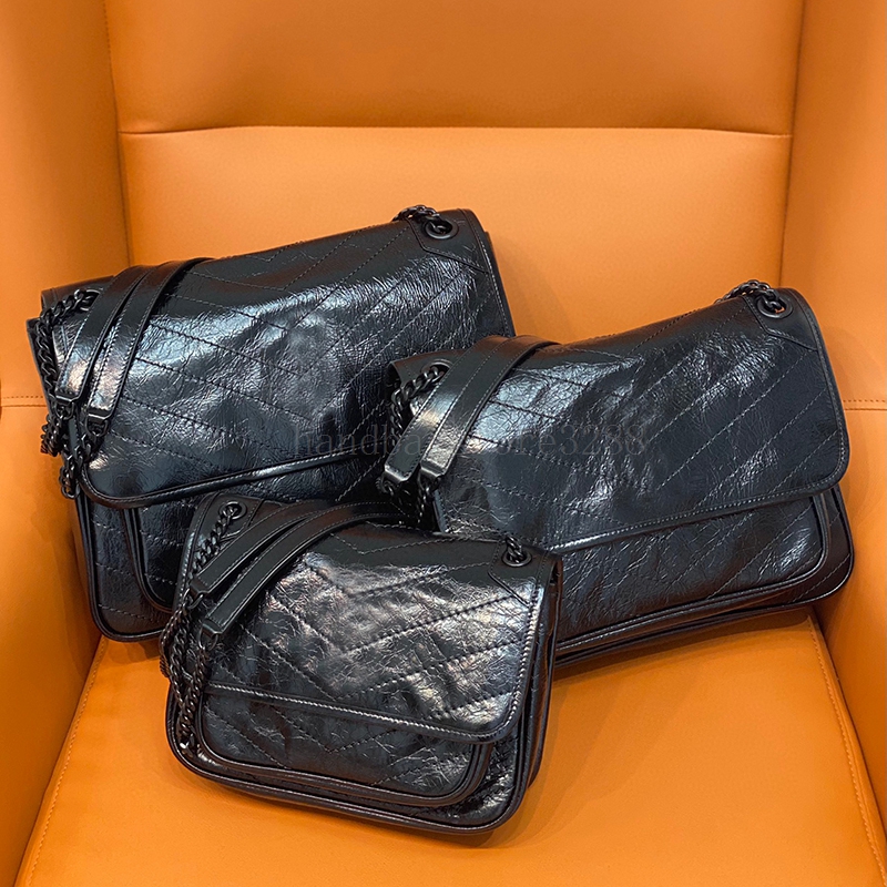 

Top quality New style Niki Bag designers woman messenger Handbag Designer courier Bags Luxury designers large capacity leather Chain Crossbody, 22cm black/black