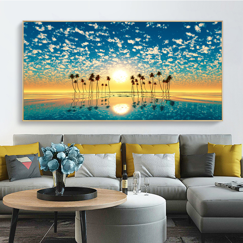 Canvas Painting Landscape Posters Wall Art Pictures For Living Room Tree Sunset Lake Prints Modern Home Decor Sky Clouds Cuadros