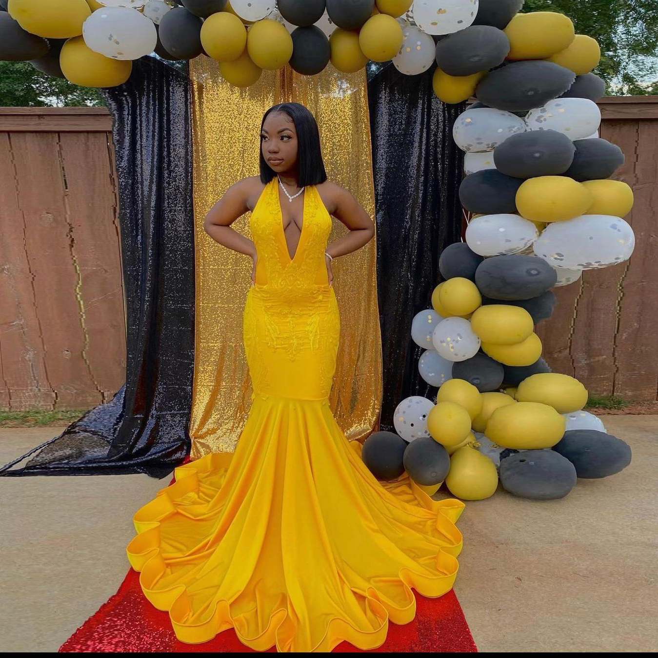 African Black Girls Prom Dresses Mermaid Halter Neck Sleeveless Applique Ruffles Satin Sweep Train Plus Size Evening Party Gowns, Lavender
African Black Girls Prom Dresses Mermaid Halter Neck Sleeveless Applique Ruffles Satin Sweep Train Plus Size Evening Party Gowns, Lavender