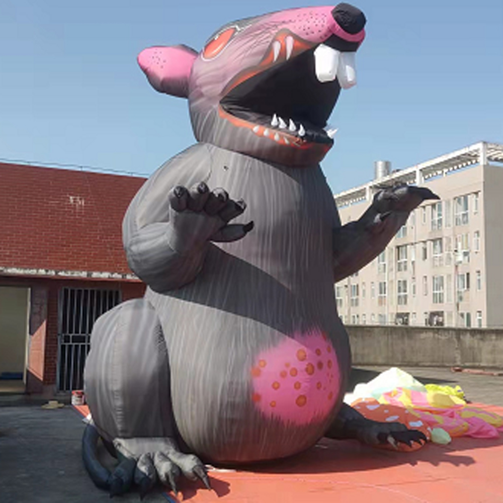 wholesale outdoor creepy giant inflatable mouse grey inflatable rat model for advertising
