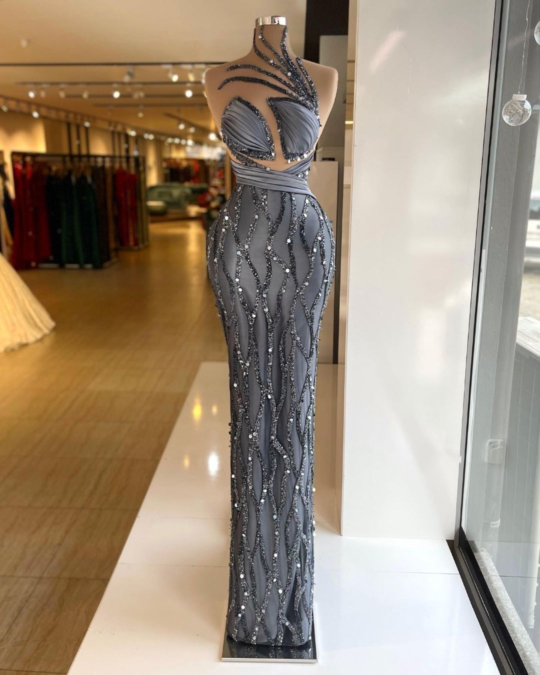 Gorgeous Evening Dresses Sequined Sleeveless High Neck Party Gowns Floor Length Women Formal Robe De Soriee