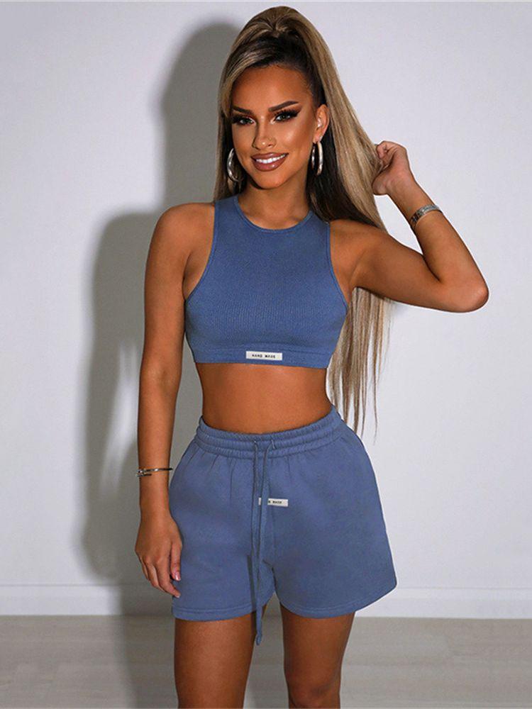 Women' Tracksuits Solid Color Slim Fit Sleeveless Crop Vest Loose Straight Casual Shorts Set Fashion Sports Fitness Sexy Women Y2K Party Cl, White
Women' Tracksuits Solid Color Slim Fit Sleeveless Crop Vest Loose Straight Casual Shorts Set Fashion Sports Fitness Sexy Women Y2K Party Cl, White