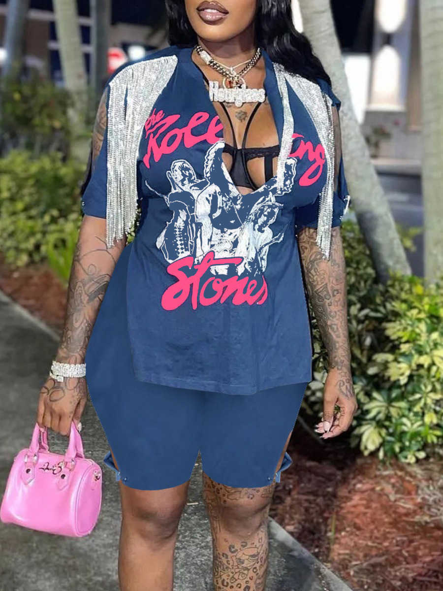 summer women's casual tracksuit tassel print split v neck top and shorts 2pcs set plus size, Blue
summer women's casual tracksuit tassel print split v neck top and shorts 2pcs set plus size, Blue
