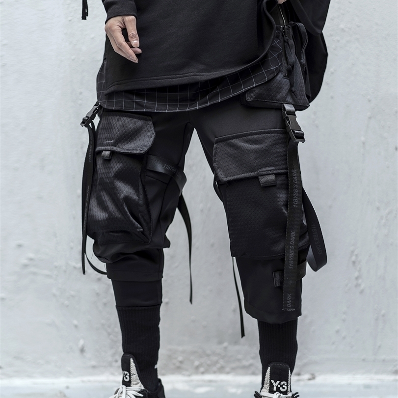 Techwear Cargo Pants Men Black Japanese Streetwear Jogger 220330