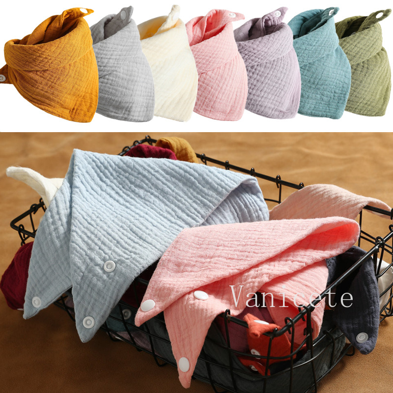Baby gauze saliva towel Infants eating meal triangle Bibs Burp Cloths kids double-deck cotton gauze Bib T9I001976