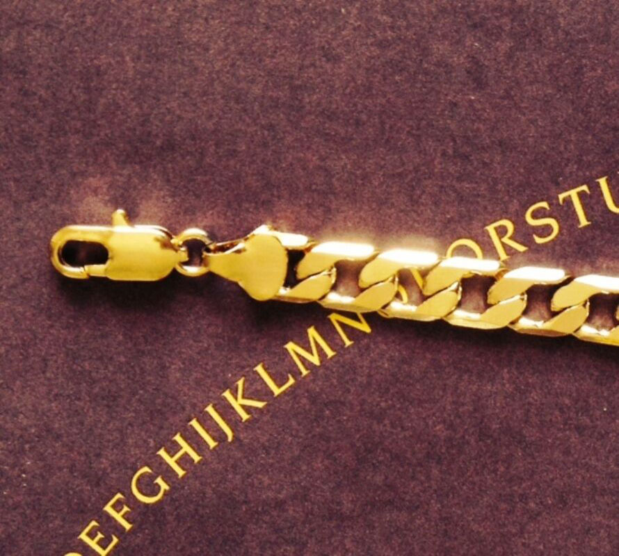 18k Gold FIGARO curb link chain mens womens bracelet 8mm Free Giftbag RRP64.99 AU