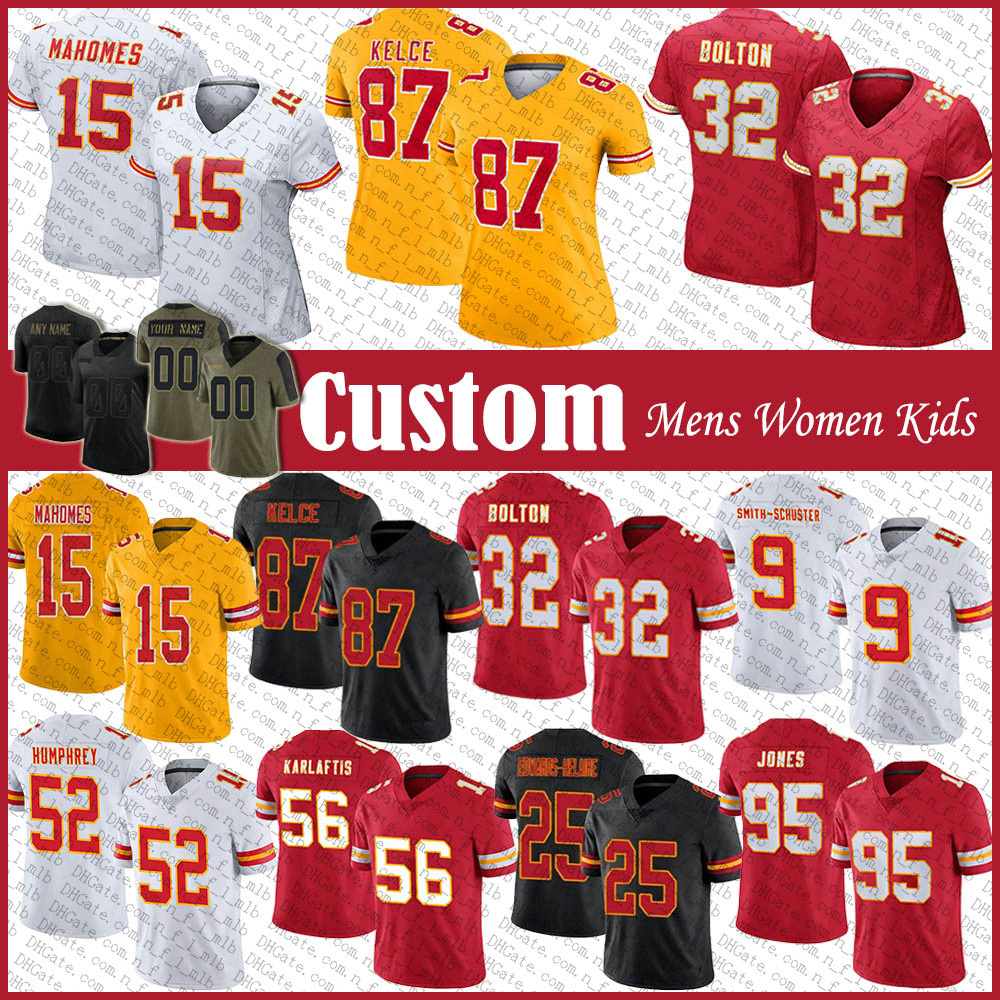 15 Patrick Mahomes 87 Travis Kelce Custom Football Jersey 9 JuJu Smith-Schuster 32 Nick Bolton Chris Jones George Karlaftis Creed Humphrey Harrison Butker Willie Gay, Shown
15 Patrick Mahomes 87 Travis Kelce Custom Football Jersey 9 JuJu Smith-Schuster 32 Nick Bolton Chris Jones George Karlaftis Creed Humphrey Harrison Butker Willie Gay, Shown