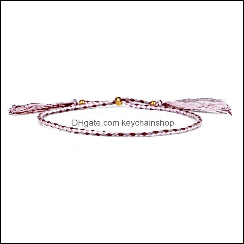 Other Bracelets Jewelry Kimter Handmade Tassel Knots Ropes Bracelet Ethnic Cotton Rope Lucky Tibetan String Bangles For Couples Q508Fz Drop