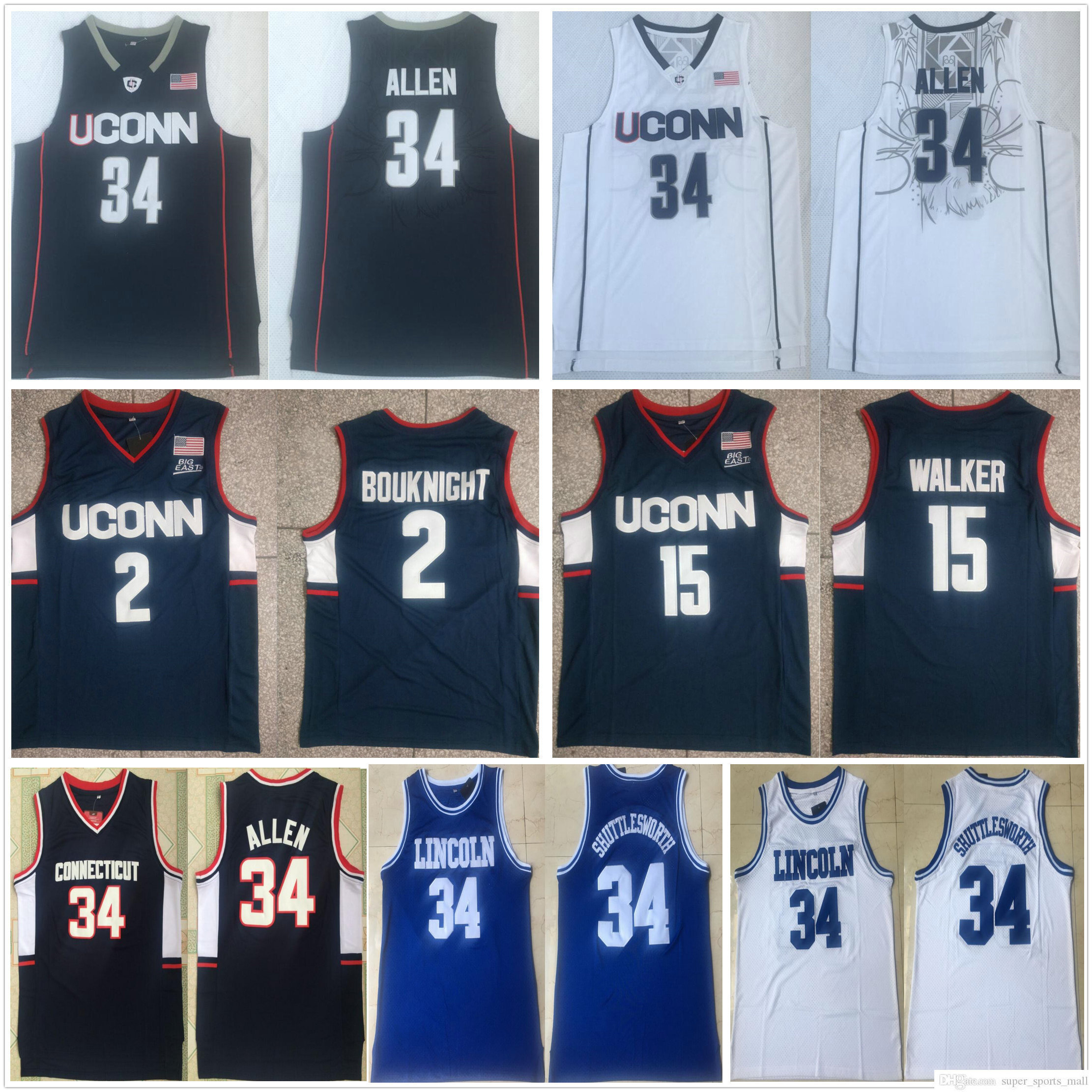 Stitched NCAA Connecticut Huskies Basketball Jerseys College Ray 34 Allen Jesus Shuttlesworth Lincoln High School Uconn Huskies Kemba 15 Walker Jersey, As picture
Stitched NCAA Connecticut Huskies Basketball Jerseys College Ray 34 Allen Jesus Shuttlesworth Lincoln High School Uconn Huskies Kemba 15 Walker Jersey, As picture