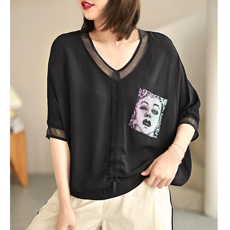 Women's T-Shirt Summer Women Loose Casual Short Sleeve V-neck Diamonds Tees Shirt Character Printed Batwing Patchwork DrawstringWomen's, V-neck white
Women's T-Shirt Summer Women Loose Casual Short Sleeve V-neck Diamonds Tees Shirt Character Printed Batwing Patchwork DrawstringWomen's, V-neck white