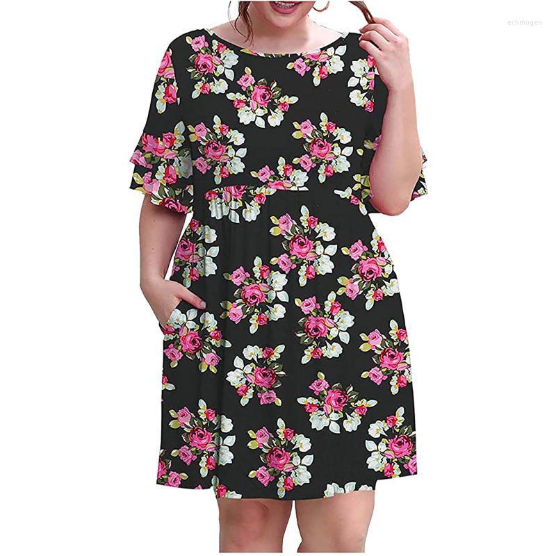 Plus Size Dresses Women Summer Dress Loose Ruffle Sleeve Printing Casual Swing With Pockets Large Sundress Vestido Echm22, Black
Plus Size Dresses Women Summer Dress Loose Ruffle Sleeve Printing Casual Swing With Pockets Large Sundress Vestido Echm22, Black