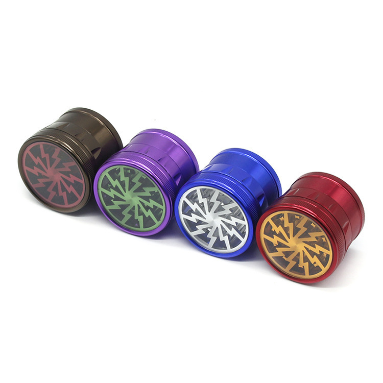 63mm herb grinders 4 parts chamfered drum type lightning transparent cover split aluminum alloy Grinder metal smoke set
63mm herb grinders 4 parts chamfered drum type lightning transparent cover split aluminum alloy Grinder metal smoke set