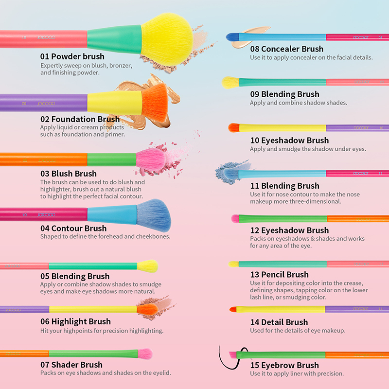 Docolor Colorful Makeup brushes set Cosmetic Foundation Powder Blush Eyeshadow Face Kabuki Blending Make up Brushes Beauty Tool 220623