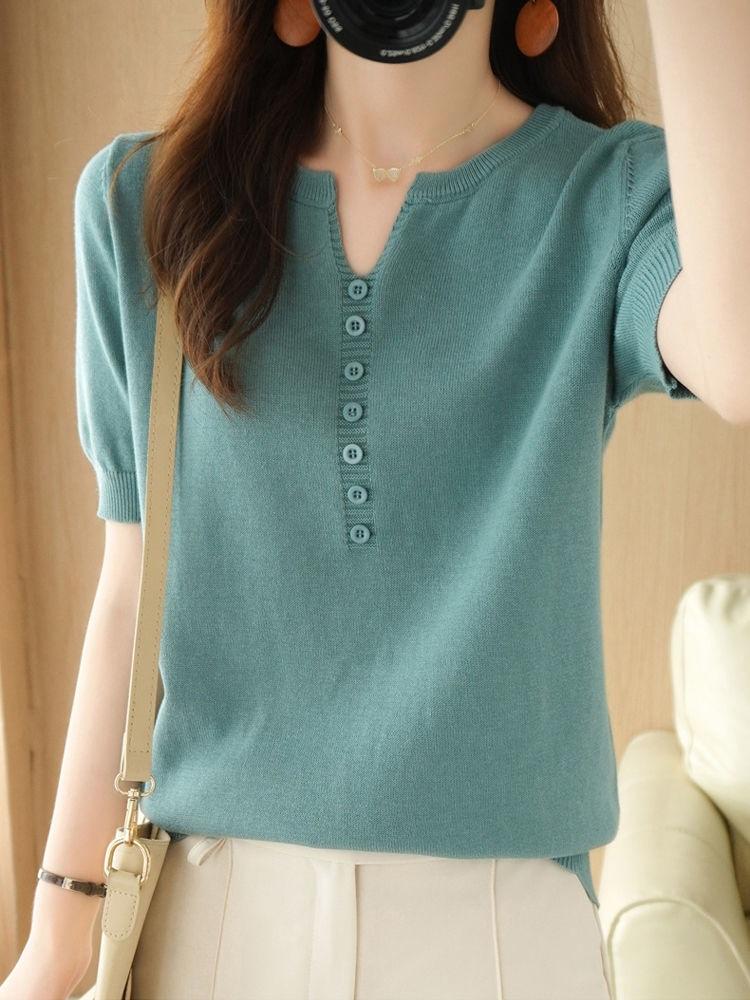 Women's Sweaters TuangBiang Summer 2022 Single-Breasted Women Green Pullovers V-Neck Short Sleeve Knitted T-Shirts Autumn Female Cotton Thin, Yellow
Women's Sweaters TuangBiang Summer 2022 Single-Breasted Women Green Pullovers V-Neck Short Sleeve Knitted T-Shirts Autumn Female Cotton Thin, Yellow
