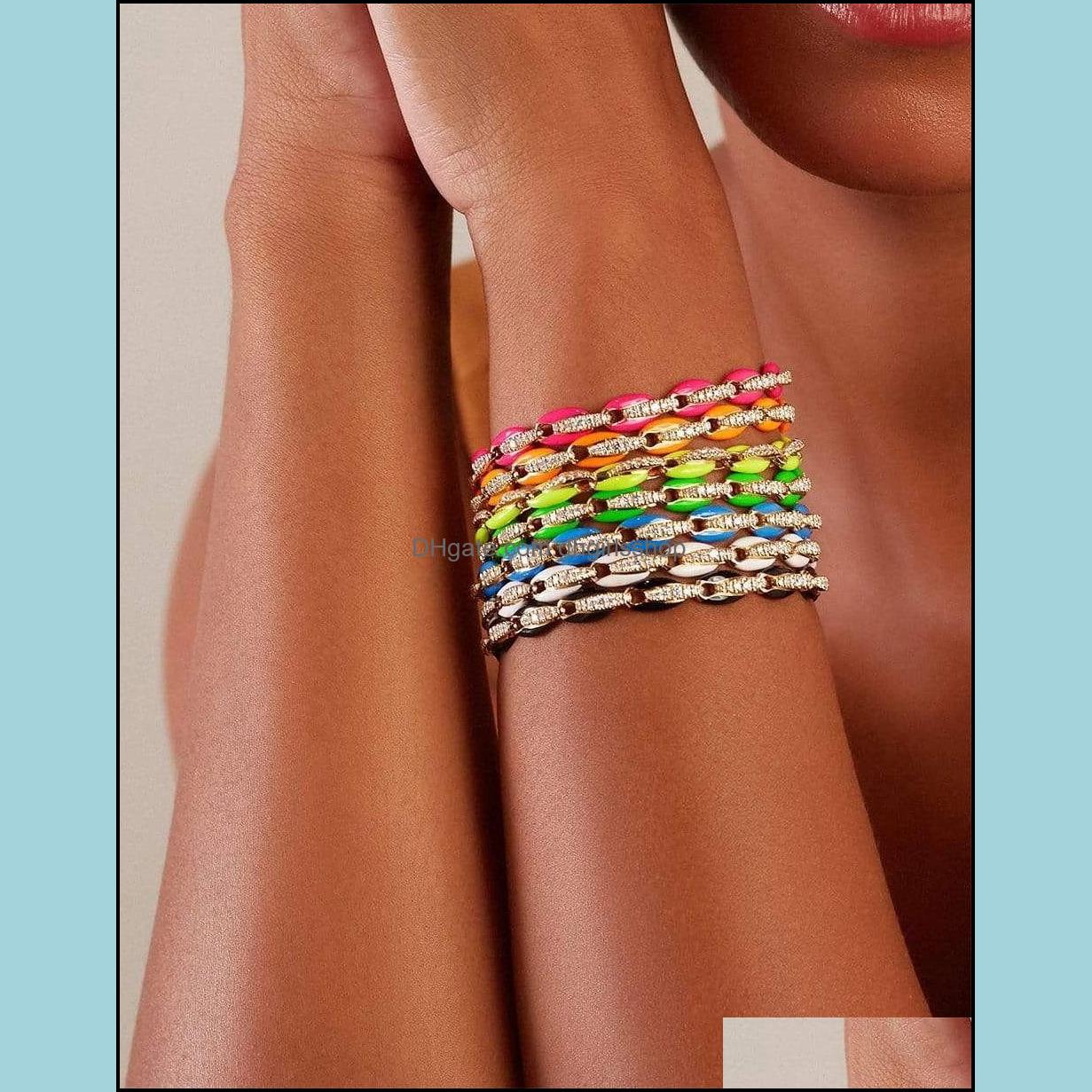Charm Bracelets Top Quality Trendy Women Lady Jewelry Gold Color Fluorescent 7 Neon Enamel Rainbow Bead Chain Bracelet Dro Dhgirlsshop Dh38M
Charm Bracelets Top Quality Trendy Women Lady Jewelry Gold Color Fluorescent 7 Neon Enamel Rainbow Bead Chain Bracelet Dro Dhgirlsshop Dh38M