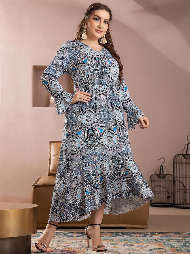 Plus Size Dresses Long Women Spring Autumn Female V Neck Sleeve Retro Printing Vintage Dress Maxi Irregular DressesPlus, Sky blue
Plus Size Dresses Long Women Spring Autumn Female V Neck Sleeve Retro Printing Vintage Dress Maxi Irregular DressesPlus, Sky blue
